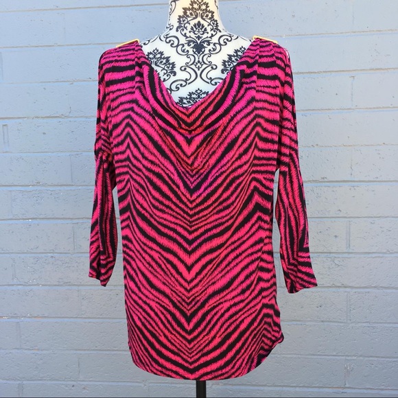 Michael Kors Tops - Michael Kors Red Black Animal Print Dressy Top